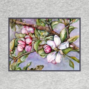 Summer Apricot Fruit Tree Bloom Watercolor Award Winning T-Shirt